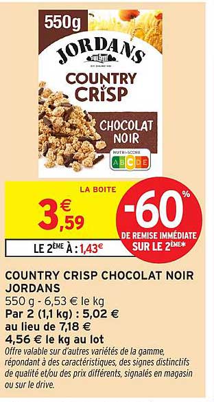 COUNTRY CRISP CHOCOLAT NOIR JORDANS