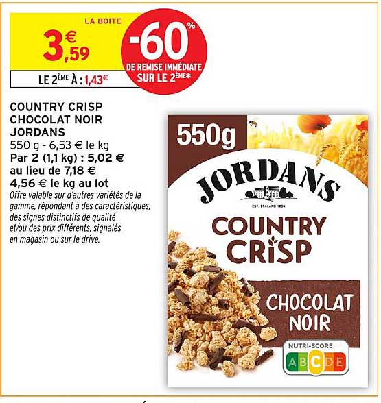 COUNTRY CRISP CHOCOLAT NOIR JORDANS