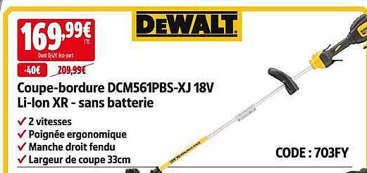 Coupe-bordure DCM561PBS-XJ 18V Li-Ion XR - sans batterie