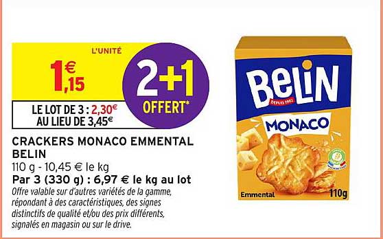 CRACKERS MONACO EMMENTAL BELIN