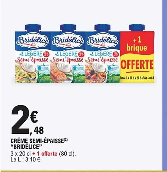 Crème semi-épaisse « BRIDÉLICE » +1 brique offerte