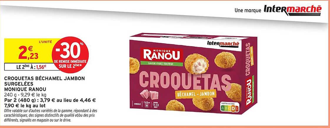 CROQUETAS BÉCHAMEL JAMBON SURGELÉES MONIQUE RANOU
