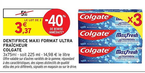 DENTIFRICE MAXI FORMAT ULTRA FRAÎCHEUR COLGATE