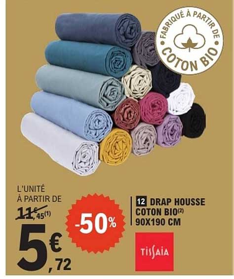 DRAP HOUSSE COTON BIO 90X190 CM