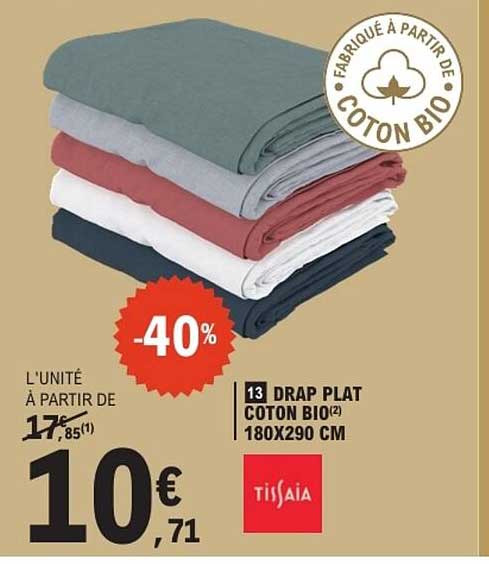 DRAP PLAT COTON BIO 180X290 CM