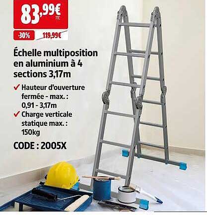 Échelle multiposition en aluminium à 4 sections 3,17m
