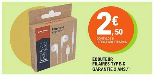 ECOUTEUR FILAIRES TYPE-C GARANTIE 2 ANS.(1)