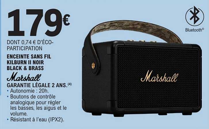 ENCEINTE SANS FIL KILBURN II NOIR BLACK & BRASS