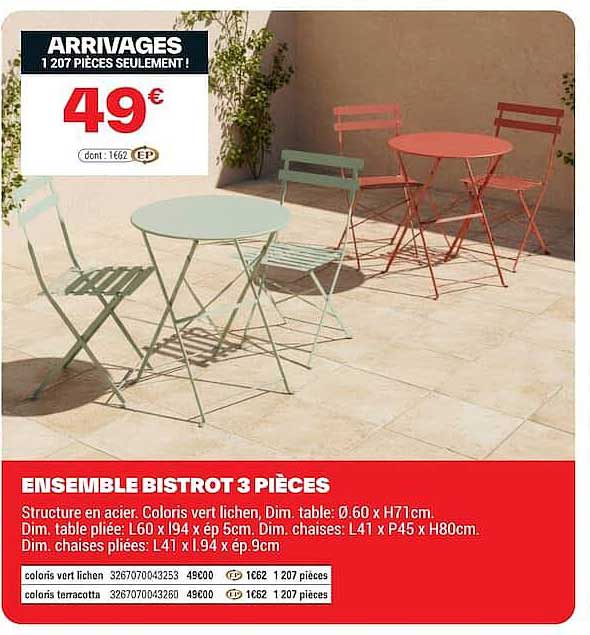 ENSEMBLE BISTROT 3 PIÈCES