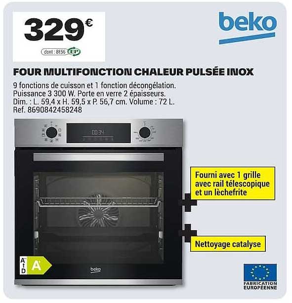 FOUR MULTIFONCTION CHALEUR PULSÉE INOX