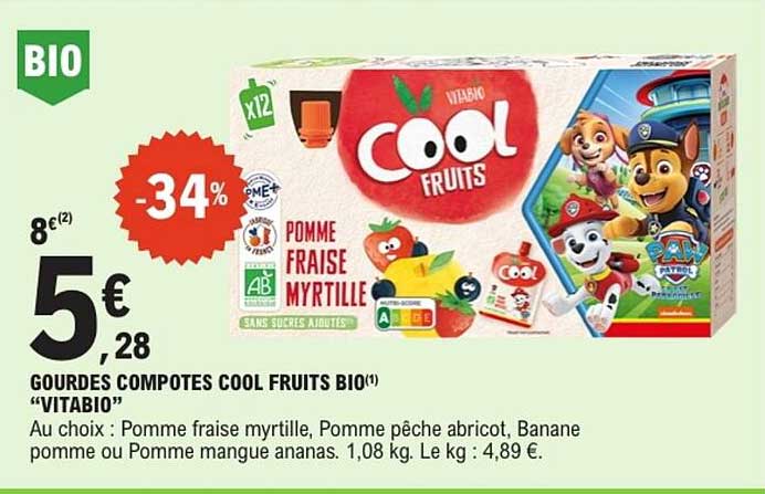 GOURDES COMPOTES COOL FRUITS BIO(1) “VITABIO”