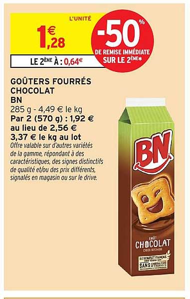 GOÛTERS FOURRÉS CHOCOLAT BN