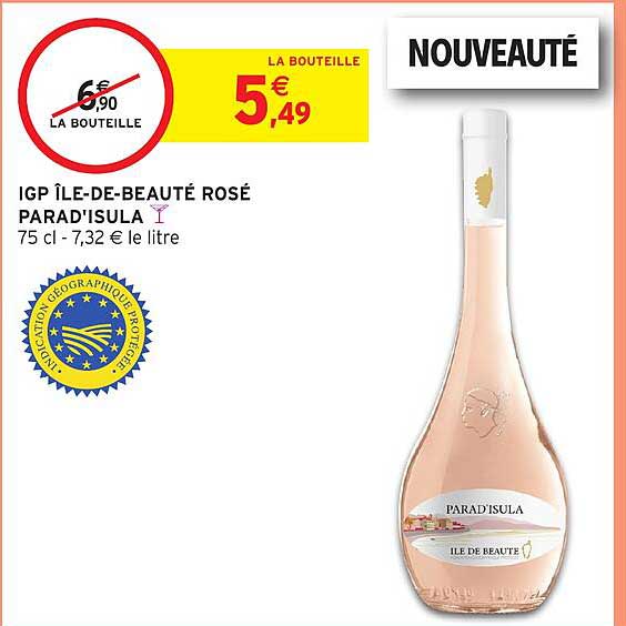 IGP ÎLE-DE-BEAUTÉ ROSÉ PARAD’ISULA 75 cl - 7,32 € le litre