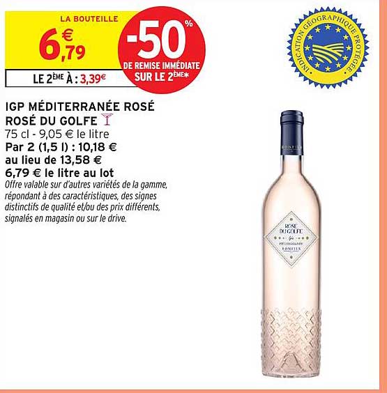 IGP MÉDITERRANÉE ROSÉ ROSE DU GOLFE
