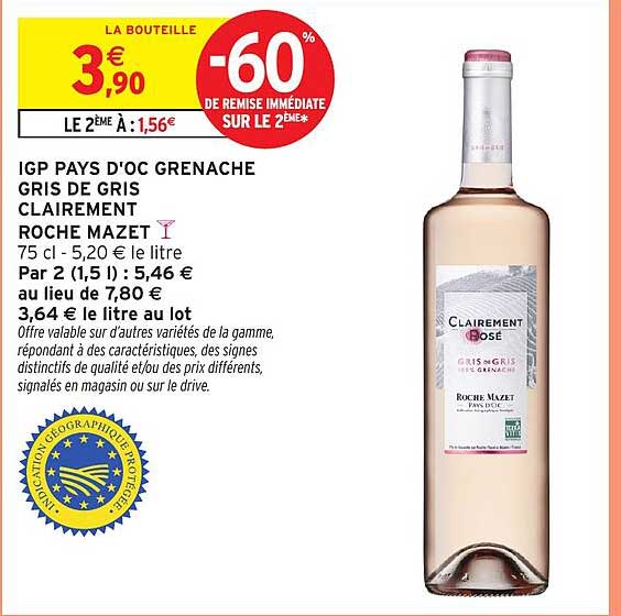 IGP PAYS D'OC GRENACHE GRIS DE GRIS CLAIREMENT ROCHE MAZET