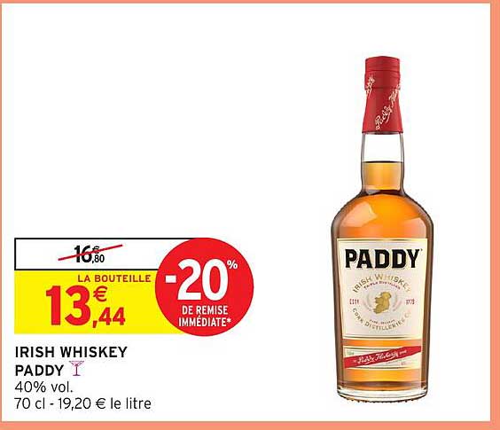 IRISH WHISKEY PADDY 40% vol. 70 cl