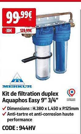 Kit de filtration duplex Aquaphos Easy 9" 3/4"