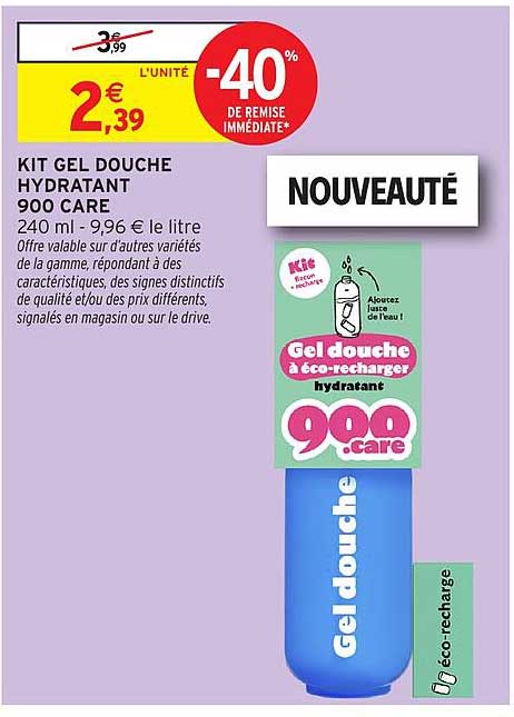 KIT GEL DOUCHE HYDRATANT 900 CARE 240 ml