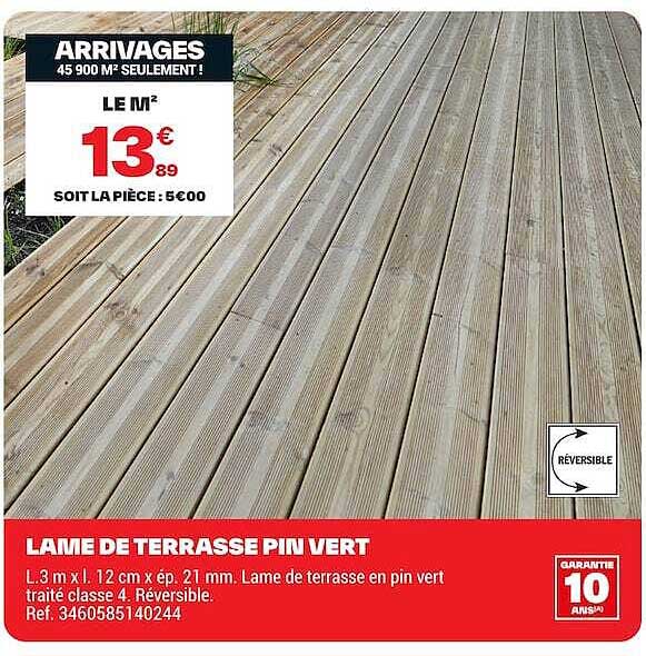 LAME DE TERRASSE PIN VERT