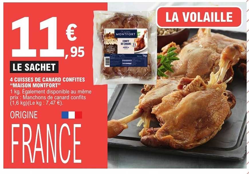 LE SACHET 4 CUISSES DE CANARD CONFITES “MAISON MONTFORT”