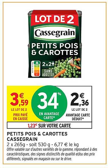 LOT DE 2 Cassegrain PETITS POIS & CAROTTES