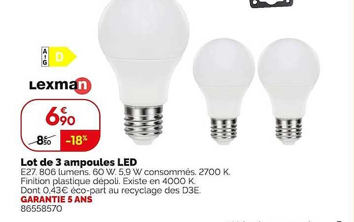 Lot de 3 ampoules LED