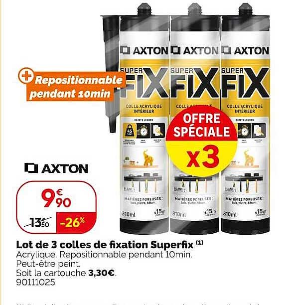 Lot de 3 colles de fixation Superfix