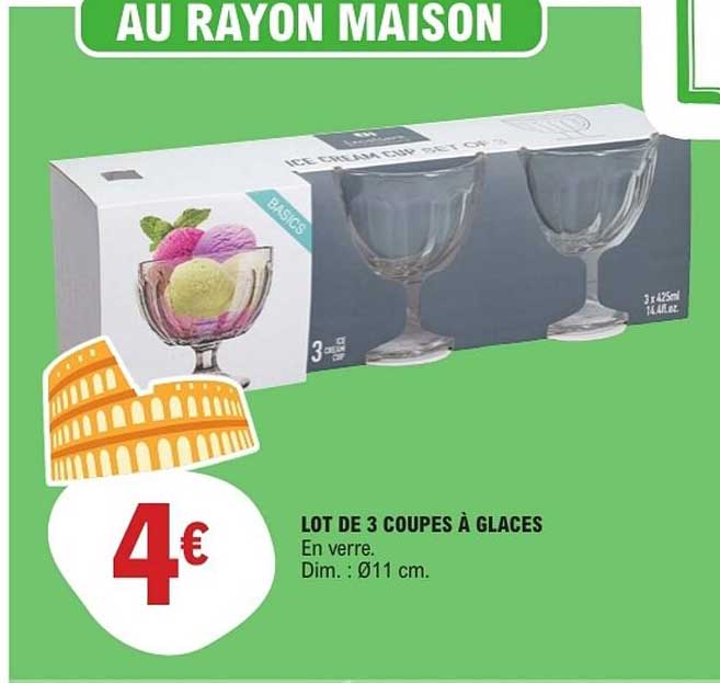 LOT DE 3 COUPES À GLACES