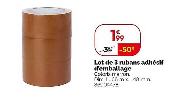 Lot de 3 rubans adhésif d'emballage