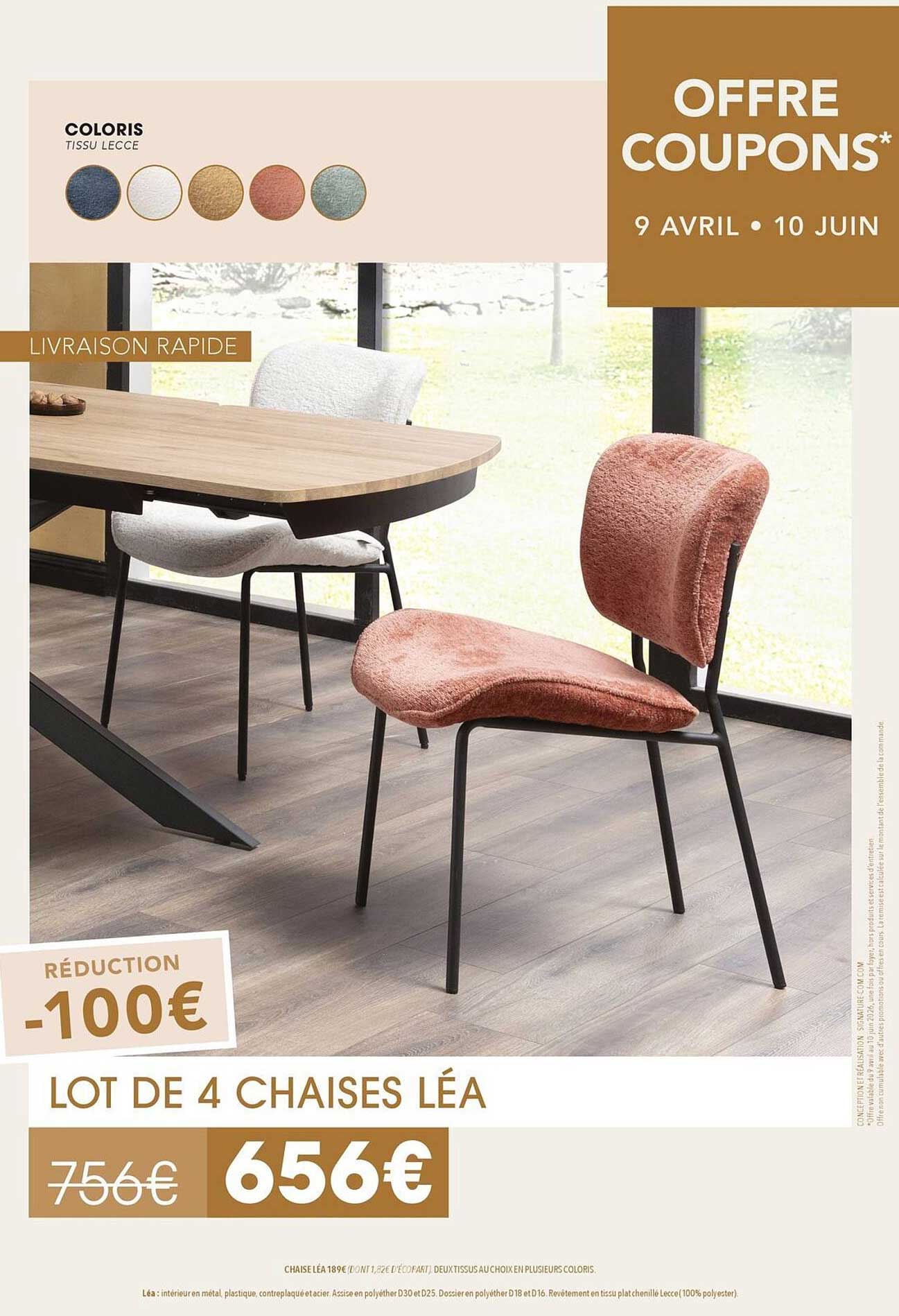 LOT DE 4 CHAISES LÉA