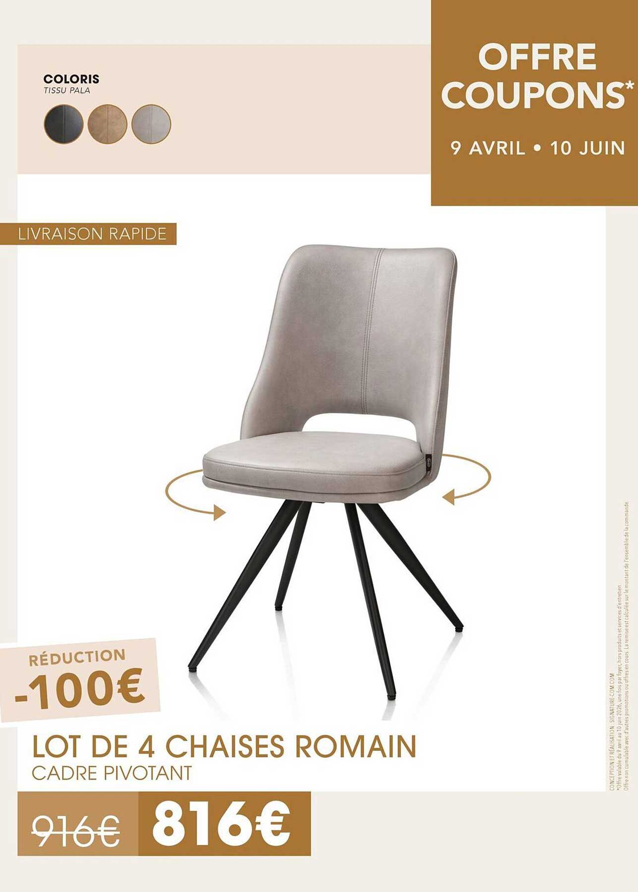 LOT DE 4 CHAISES ROMAIN