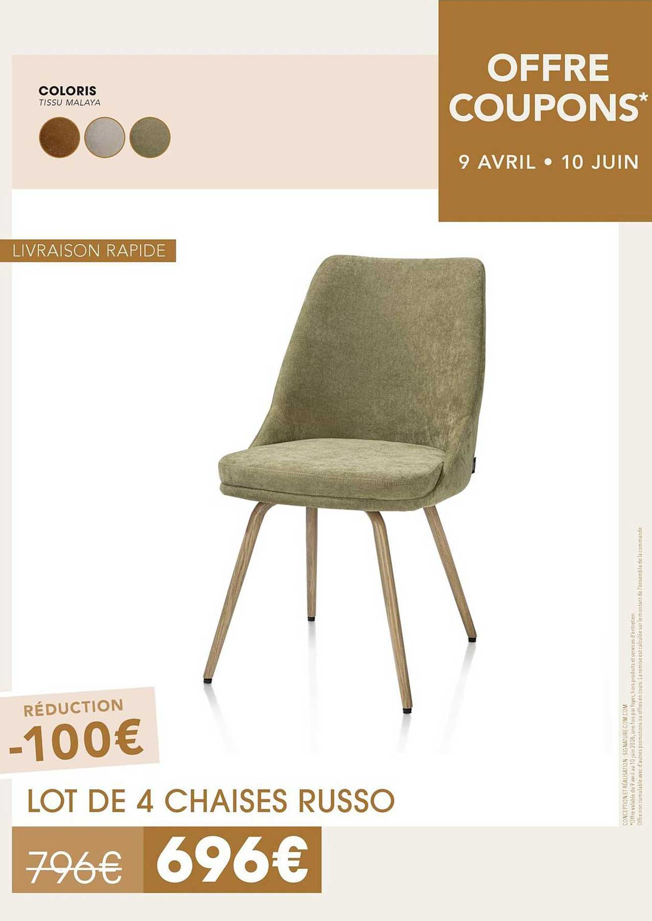 LOT DE 4 CHAISES RUSSO
