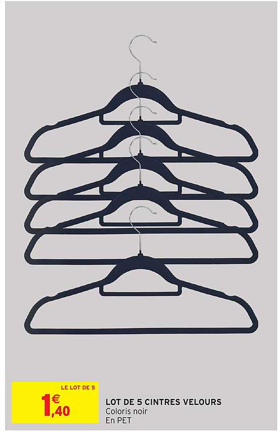 LOT DE 5 CINtRES VELOURS
