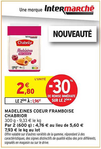 MADELEINES COEUR FRAMBOISE CHABRIOR