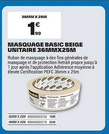 MASQUAGE BASIC BEIGE UNITAIRE 36MMX25M