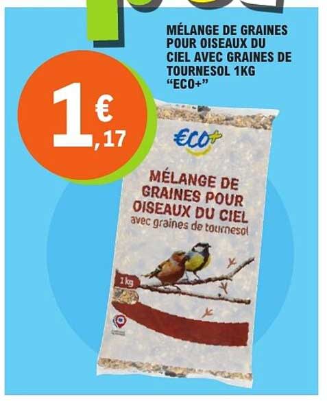 MÉLANGE DE GRAINES POUR OISEAUX DU CIEL AVEC GRAINES DE TOURNESOL 1KG “ECO+”