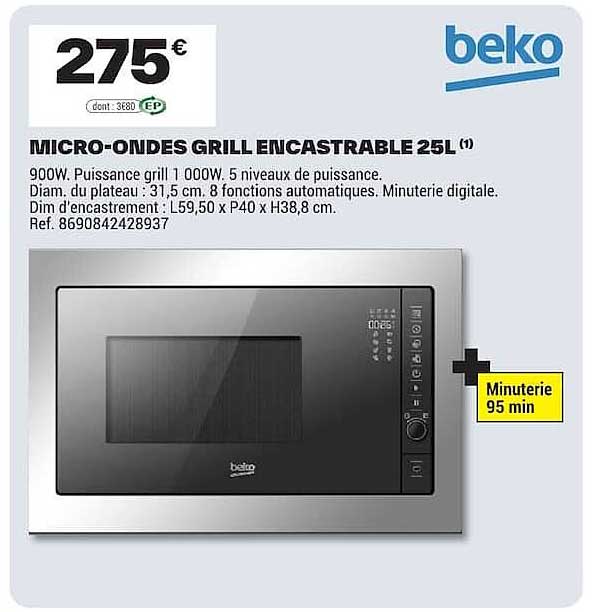 MICRO-ONDES GRILL ENCASTRABLE 25L