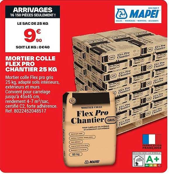 MORTIER COLLE FLEXPRO CHANTIER 25 KG