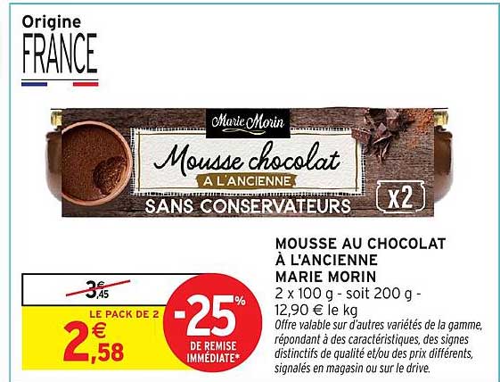 Mousse chocolat à l'ancienne sans conservateurs