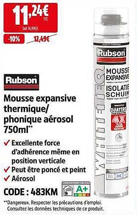 Mousse expansive thermique/phonique aérosol 750ml