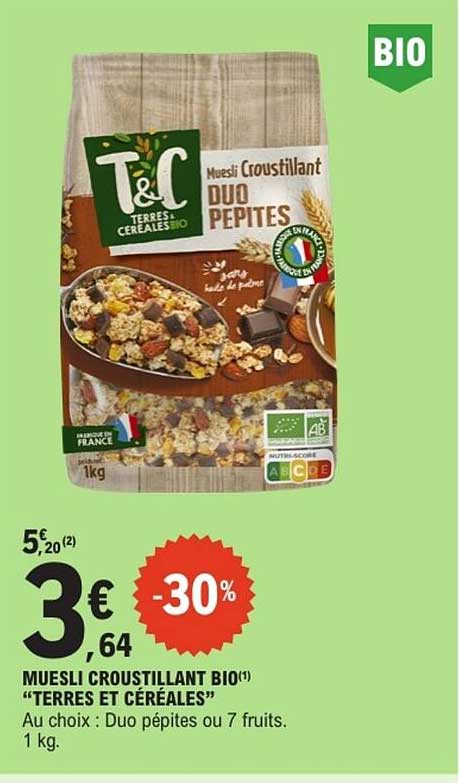 MUESLI CROUSTILLANT BIO “TERRES ET CÉRÉALES”