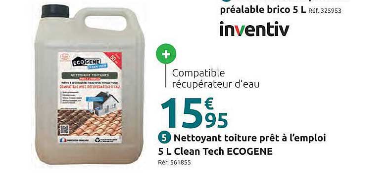 Nettoyant toiture prêt à l'emploi 5 L Clean Tech ECOGENE