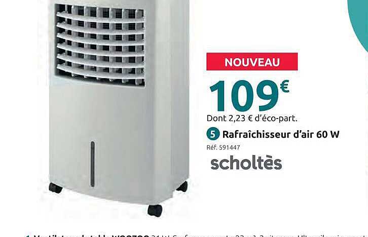NOUVEAU 109€ Dont 2,23 € d’éco-part. Rafraîchisseur d’air 60 W