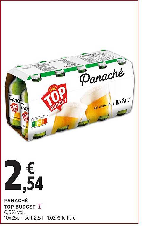 PANACHÉ TOP BUDGET 0,5% vol. 10x25cl - soit 2,51 l - 1,02 € le litre