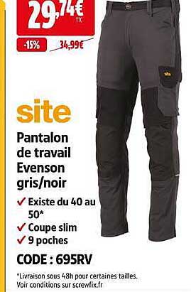 Pantalon de travail Evenson gris/noir