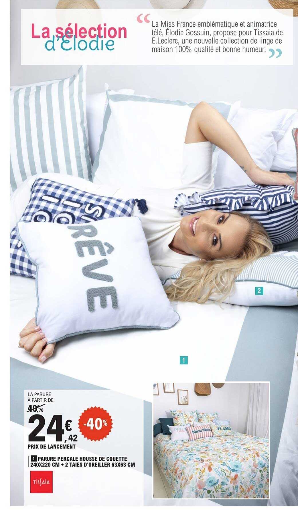 PARURE PERCALE HOUSSE DE COUETTE 240X220 CM + 2 TAIES D’OREILLER 63X63 CM