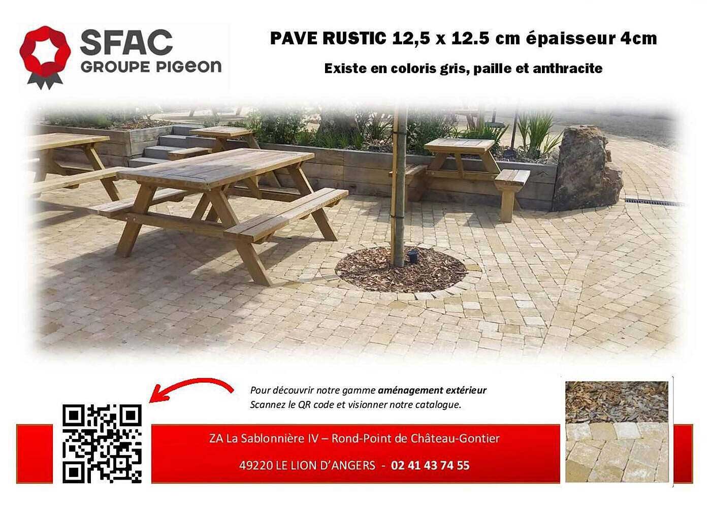 PAVE RUSTIC 12,5 x 12,5 cm épaisseur 4cm