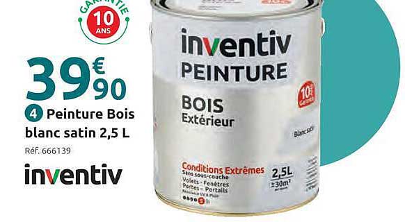 Peinture Bois blanc satin 2,5 L