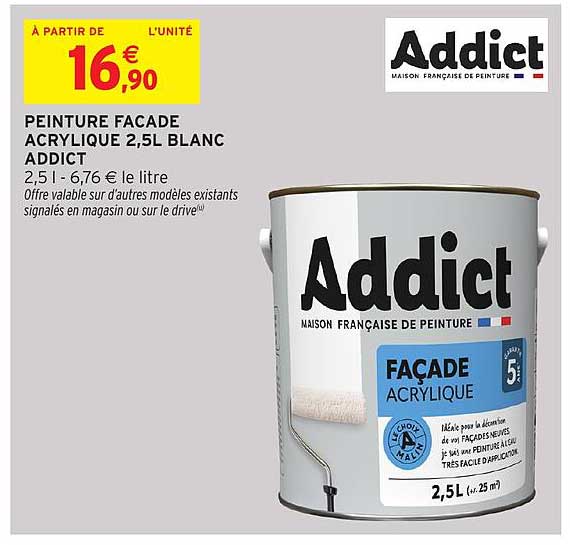 PEINTURE FACADE ACRYLIQUE 2,5L BLANC ADDICT