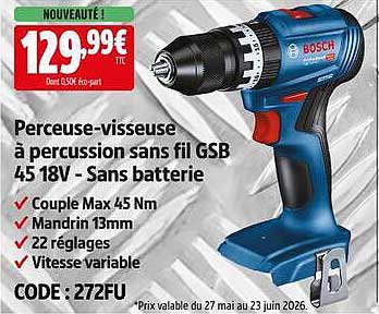 Perceuse-visseuse à percussion sans fil GSB 45 18V - Sans batterie
